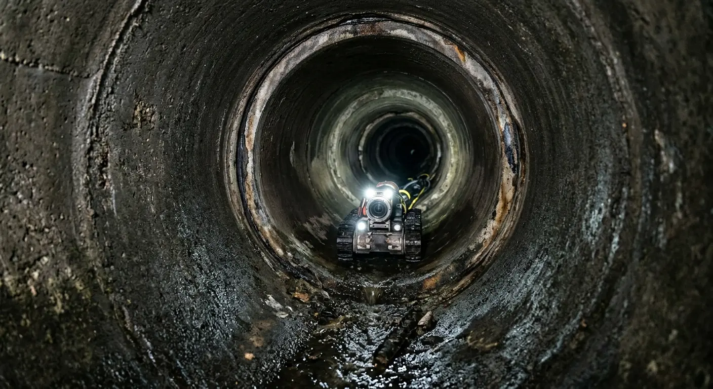 Robotic sewer camera inspecting pipe interior for Sewer Line Cleaning in Cahokia Heights